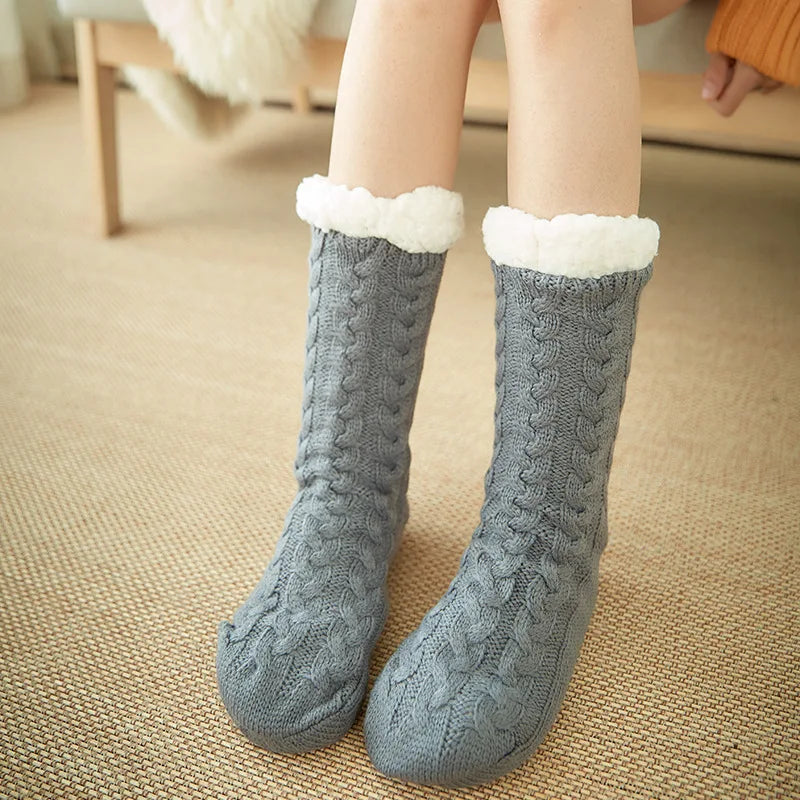 Fuzzy Slippers Socks Women Winter Plush Anti non slip Grip Soft  Floor Sock Female thick Fluffy Sleeping Short Thermal Sock