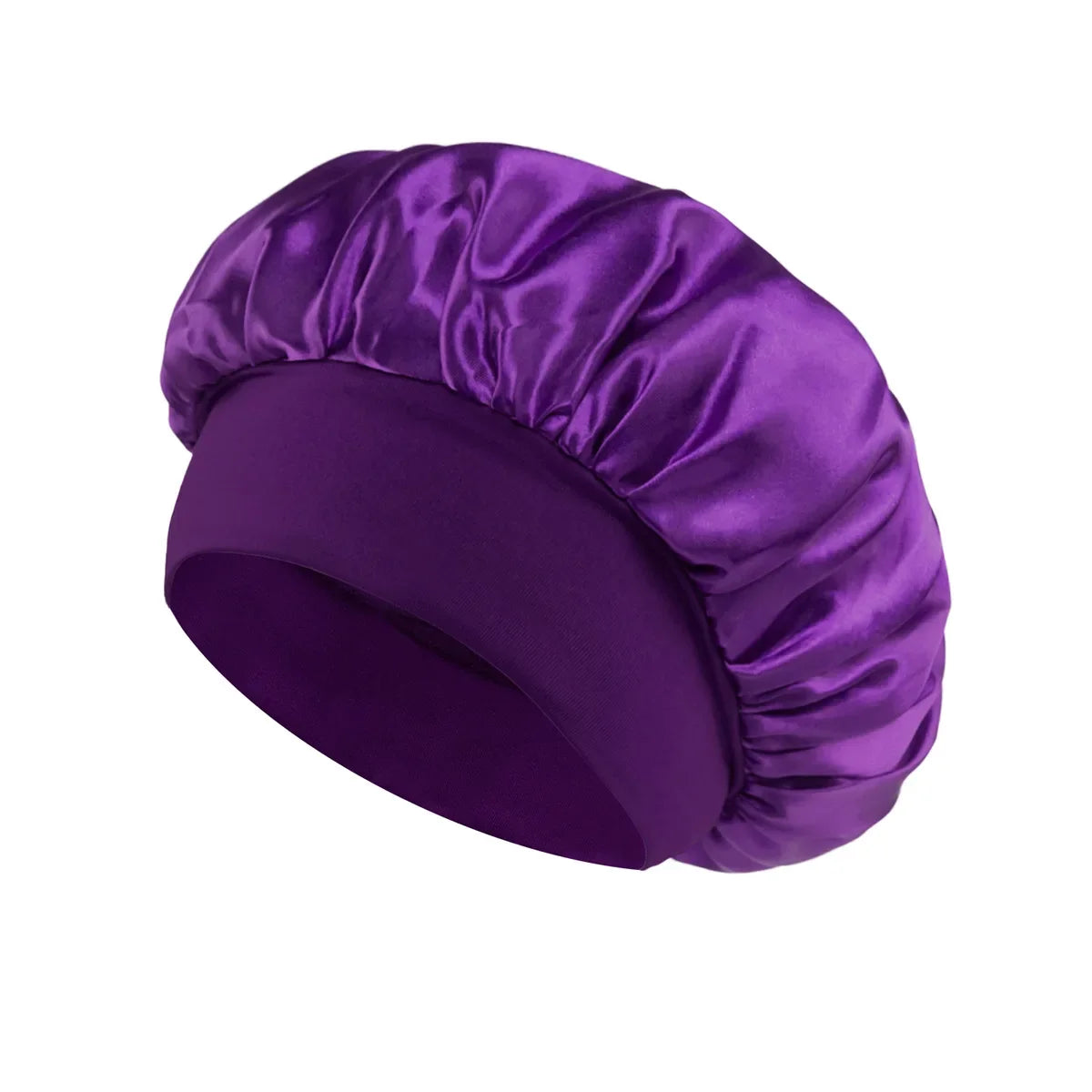 Women Satin Bonnet Hair Bonnet for Sleeping Hair Care Silk Bonnets Solid Wide-brimmed Sleeping Hat with Elastic Soft Band