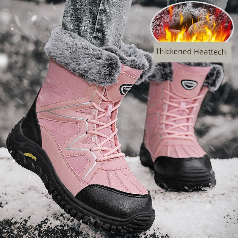 Winter Outdoors Northeast Travel Snow Boots for Women Thickened Waterproof Non-Slip Dr. Martens Boots Fleece Lined Leather Non-Slip Cotton-Padded Boots