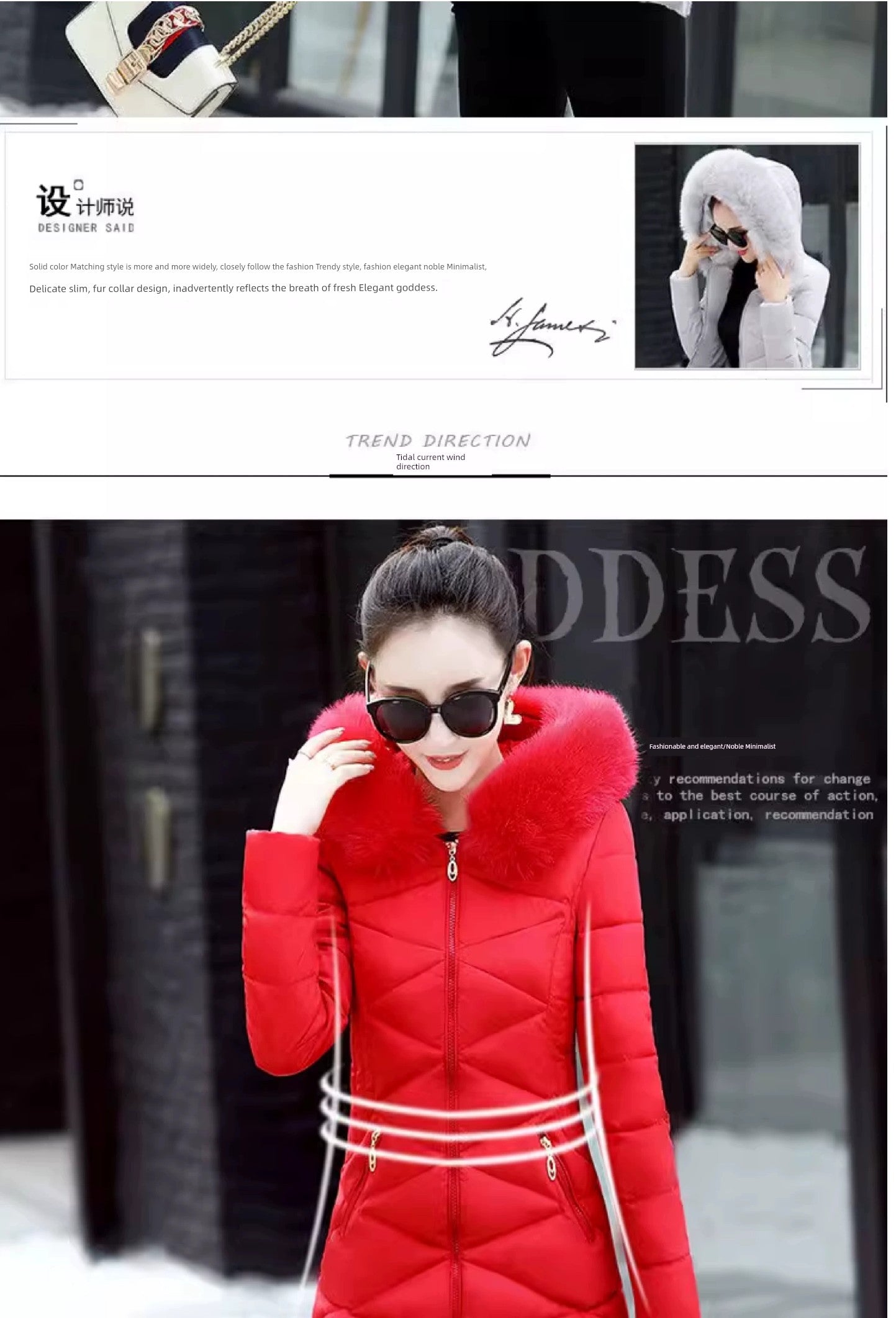 Mid Length Long Length Winter Cotton-Padded Jacket Slim-Fit Women's down Jacket