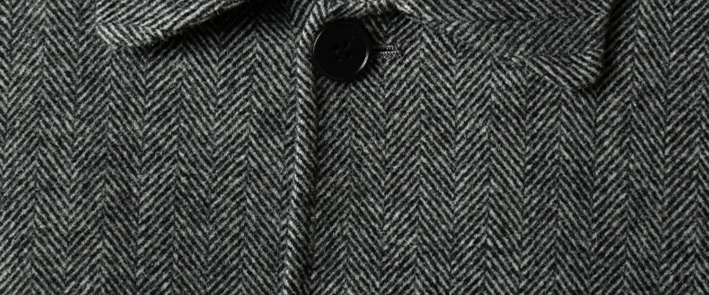 Autumn Winter Herringbone 100% Wool Coats for Men Belt Business Casual Double Sided Woolen Jacket Men's Long Coat Male Clothing