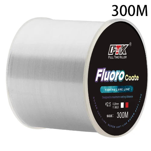 300m 500m Fluorocarbon Coating Fishing Line 4.13LB-34.32LB Carbon Fiber Leader Line Fishing Lure Wire Sinking Line Japan