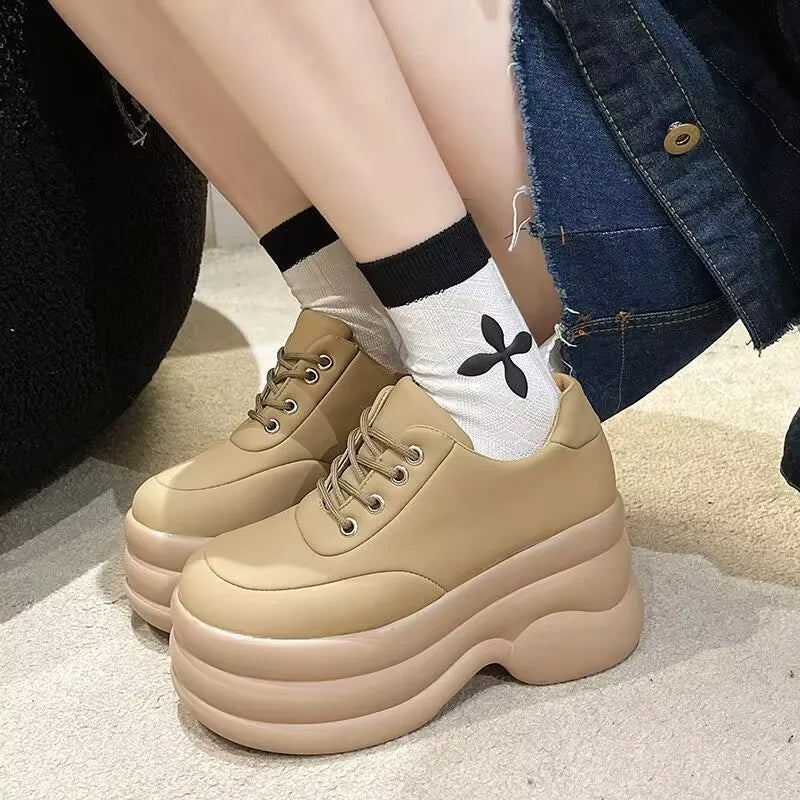 New White Hidden Wedge Heels Sneakers Casual Shoes Woman High Platform Shoes Women High Heels Wedges Shoes Zapatillas De Deporte