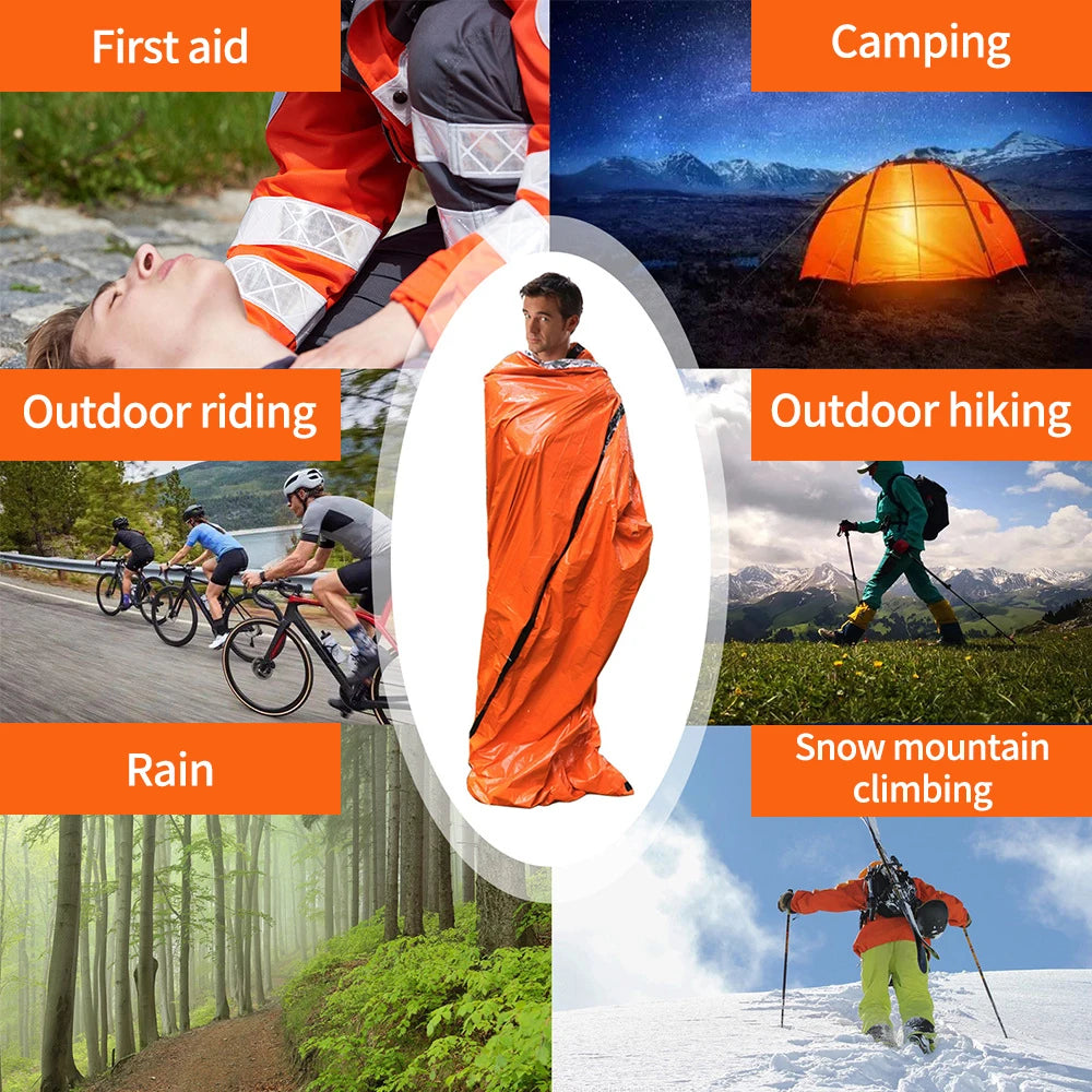 Portable Waterproof Emergency Survival Sleeping Bag Outdoor Camping Gear Thermal Sack First Aid Rescue Mylar Insulate Blanket