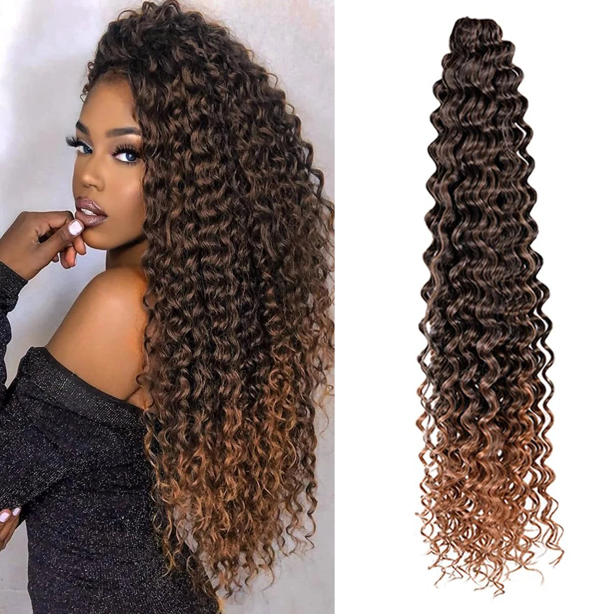 Synthetic Ocean Wave Free Tress Crochet Braiding Hair Soft Afro Curls Deep Wave Hair Extensions For Women Water Wave Hair