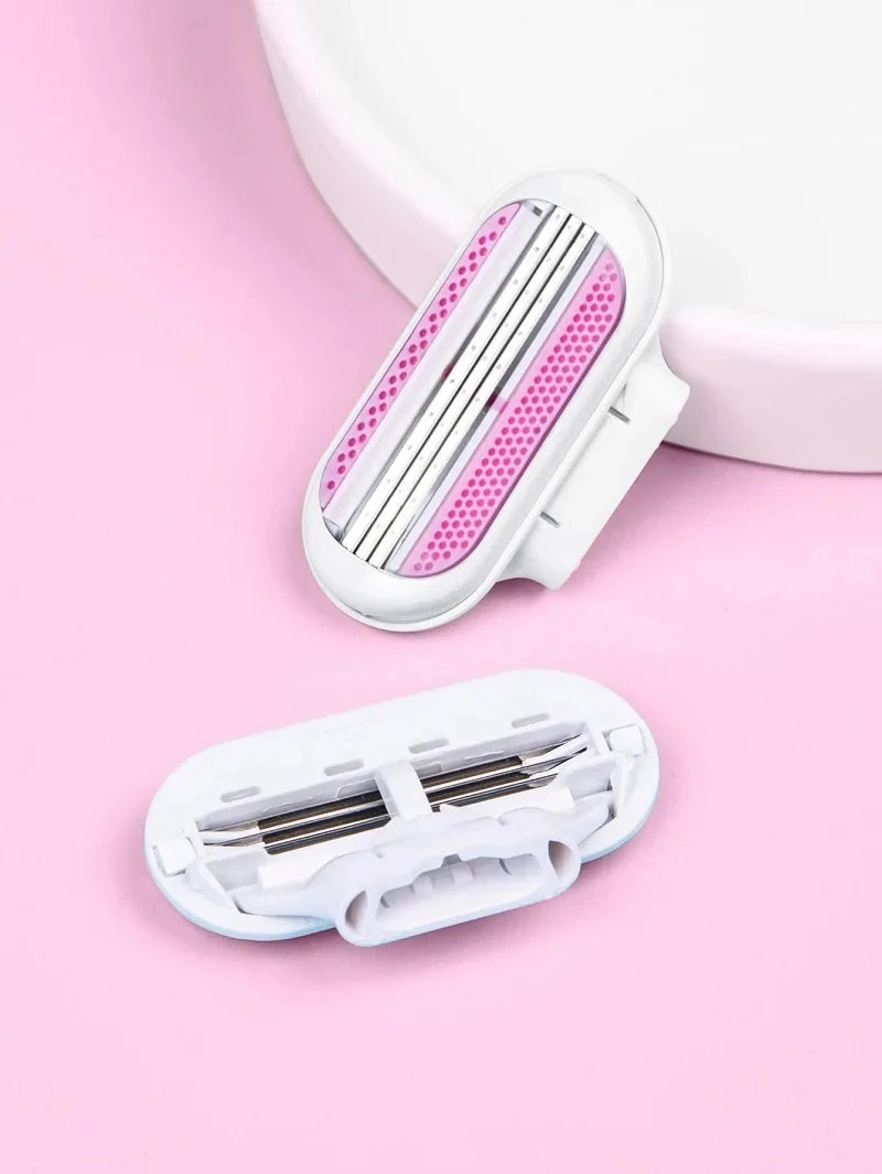 1 Handle + 4/8 Blade Women Safety Razor Blades Face/ Leg/ Armpit/ Bikini Beauty Hair Removal Shaving Compatible Venus Shaver