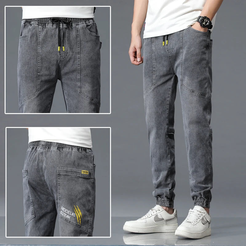 New Winter Men Warm Thermal Black Blue Cargo Jeans Fleece Streetwear Denim Jogger Pants Thick Fur Baggy Harem Trousers Plus Size