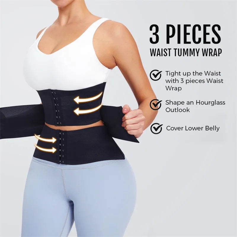 MiiOW Waist Trainer Corset Women Binders Shapers Tummy Wrap Body Shapewear Slimming Belt Flat Belly Workout Postpartum Girdle