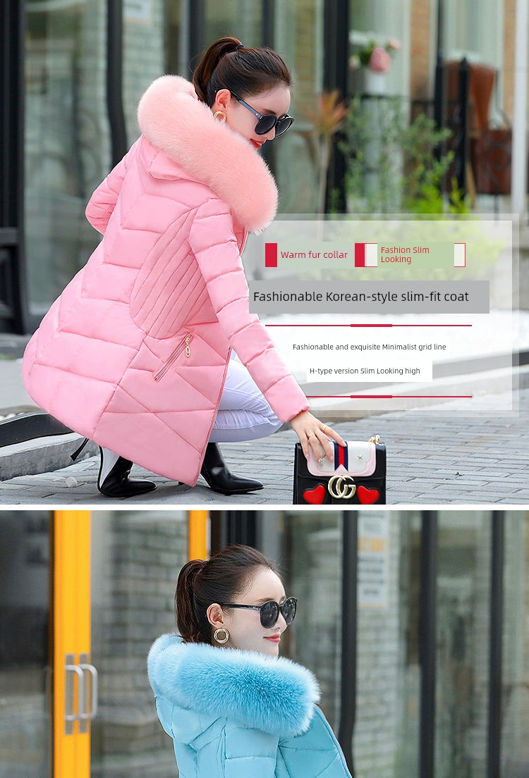 Mid Length Long Length Winter Cotton-Padded Jacket Slim-Fit Women's down Jacket