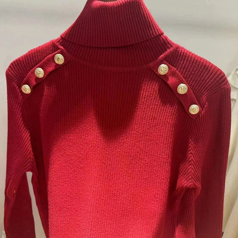 2024 Autumn and Winter New Cashmere Sweater Women's Turtleneck Long sleeved Knit Pullover Slim Cashmere Sweater