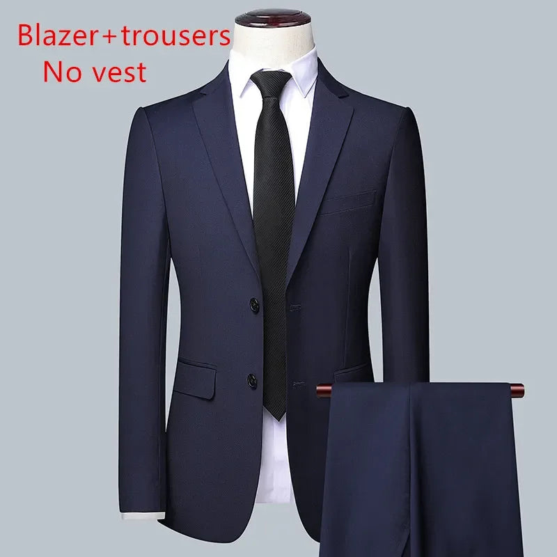 New Wedding Suit for Men (suit + Vest + Trousers) Solid Color Business Suit 3/2 Business Suit for The Bridegroom and Best Man