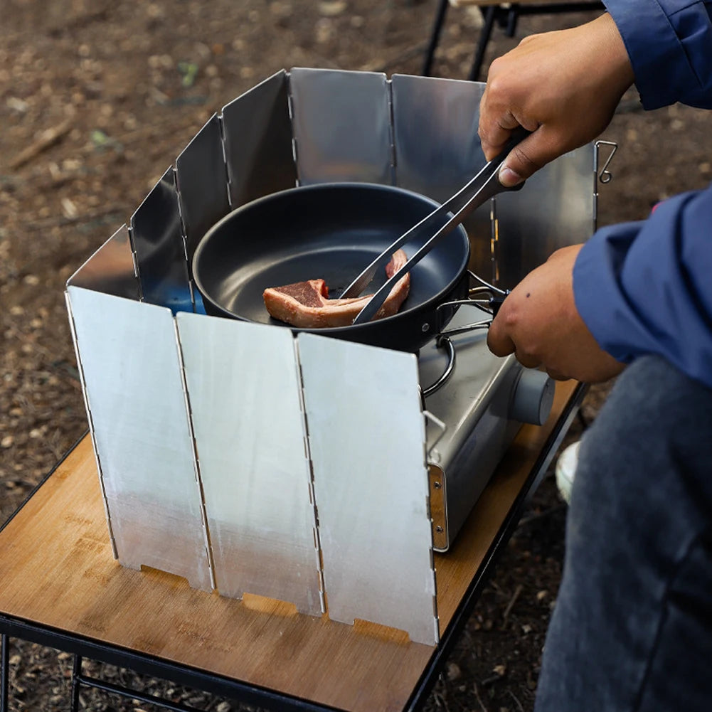 10 Plates Wind Screen Aluminum Foldable Outdoor Stove Wind Shield Camping Portable Stove Wind Shield Gas Cooker Wind Deflectors