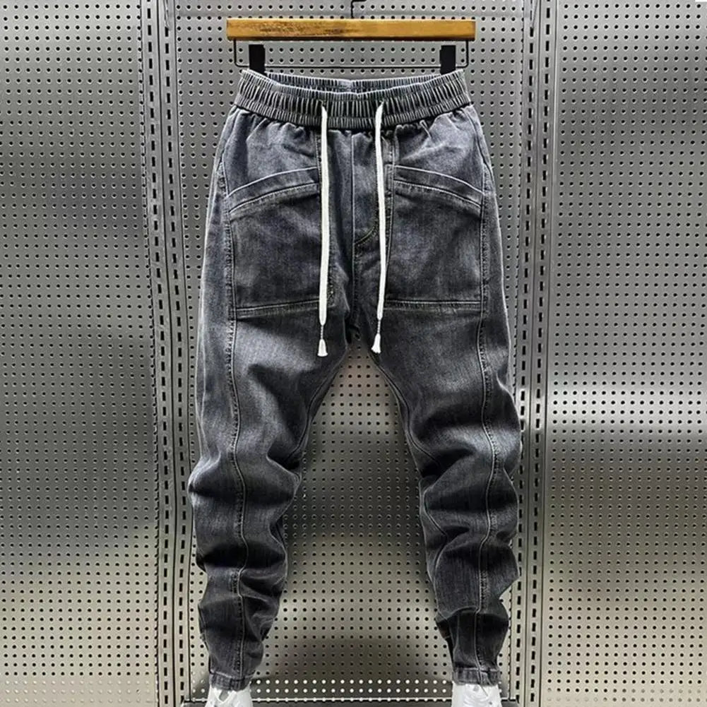 Men's Jeans Fashion Casual Jogger Harem Denim Pants Hip Hop elastic waist Letter printing jeans Male Trousers 2024 spring new