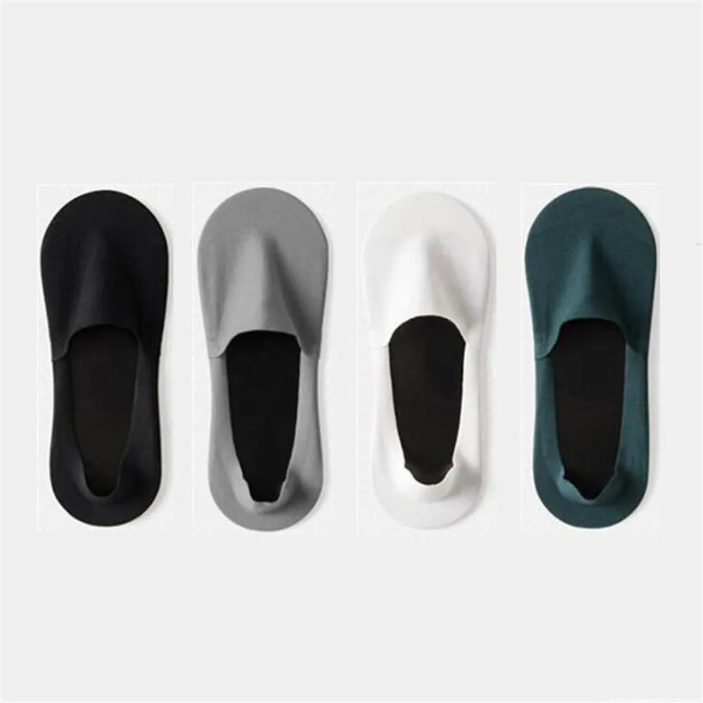 4 Pairs Ice Silk Men Invisible Socks Invisible Nylon Non-slip Socks No Trace Casual Breathable Solid Color Sokken