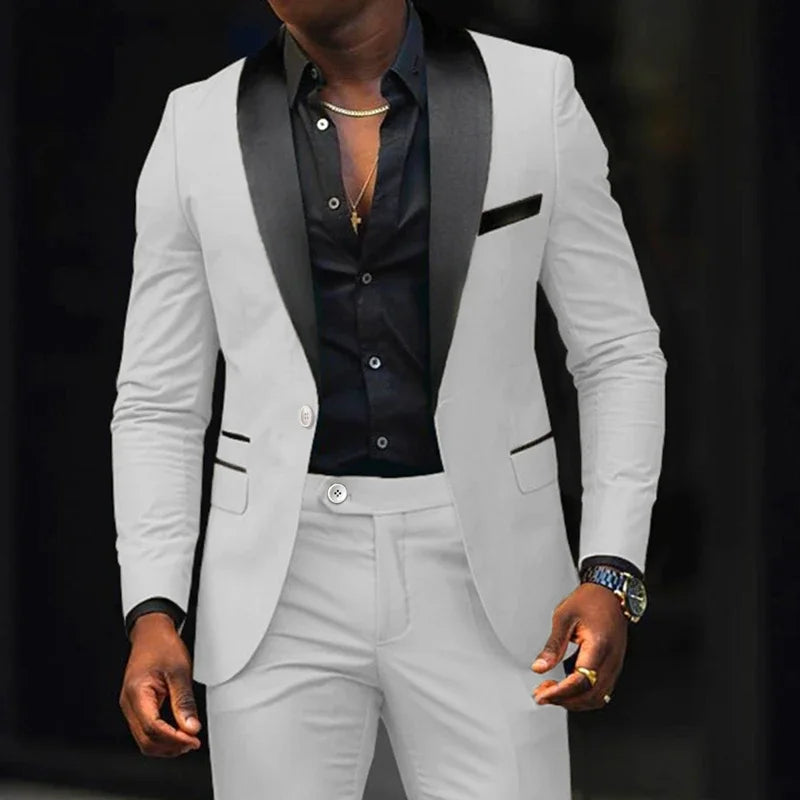 Fashion men's boutique commercial solid color suit pants two-piece suit jacket jacket pants