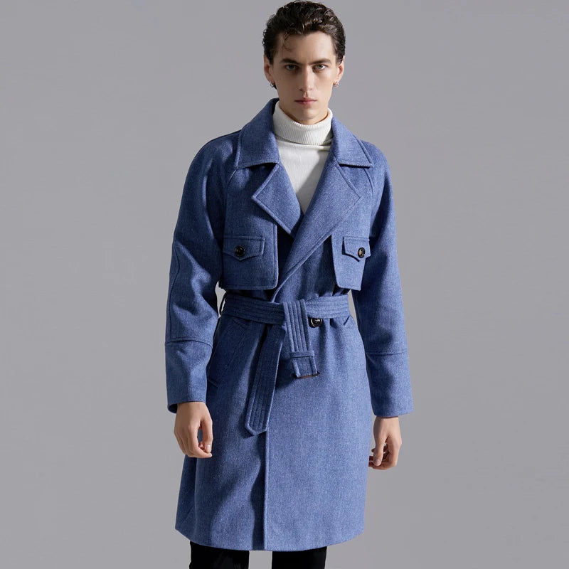 Spring Men's Fashion Long Trench Coat New Autumn Waterproof Loose Cotton Windbreaker Jacket Male Solid Double Breasted Outerwear