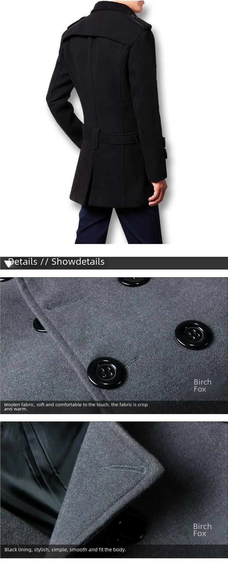 Winter Woolen Overcoat Men Medium-length Fleece-lined Thickened Trendy Wool Jacket For Autumn/winter Season