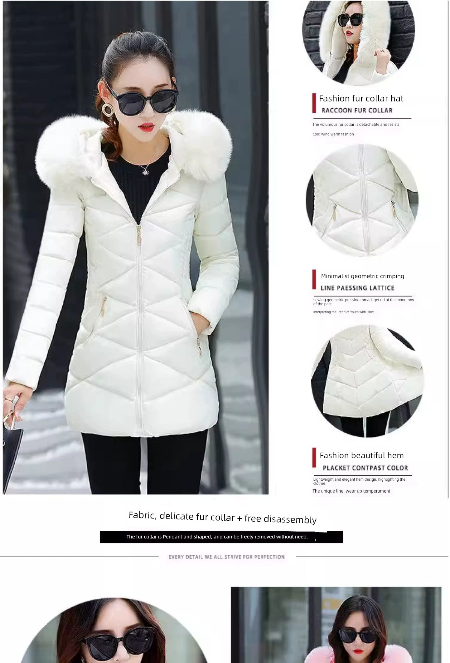 Mid Length Long Length Winter Cotton-Padded Jacket Slim-Fit Women's down Jacket