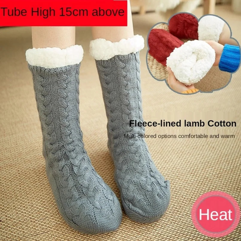 Fuzzy Slippers Socks Women Winter Plush Anti non slip Grip Soft  Floor Sock Female thick Fluffy Sleeping Short Thermal Sock