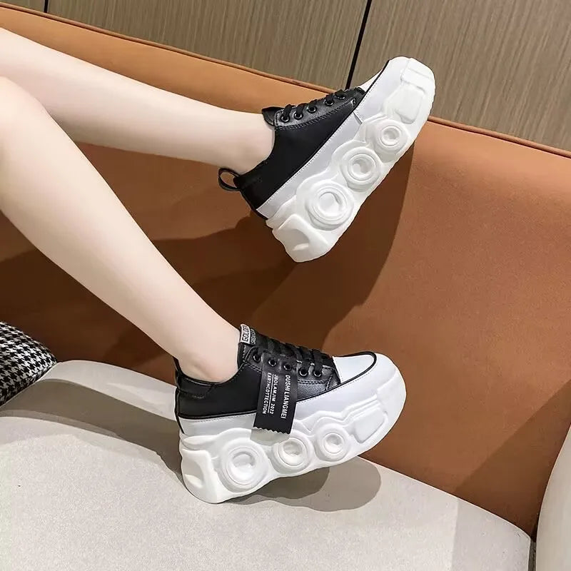 Internal Increase Chunky Shoes Women Comfortable Platform Shoes Female Casual Vulcanized Shoes Fashion High Heel Woman Sneakers