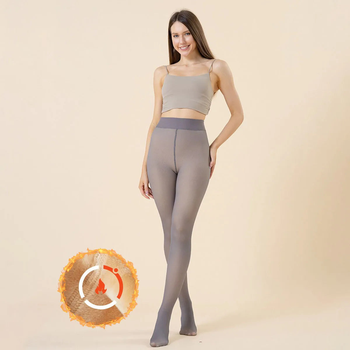 200g Women Lined Tights Crotch One Seam Line Warm Sheer Pantyhose Fake Translucent Thermal Thick Tights Leggings