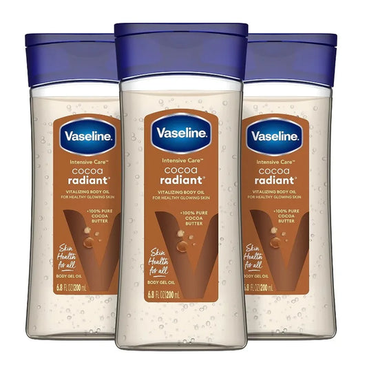 Vaseline Intensive Care Cocoa Radiant For Glowing Skin Count Body Gel Oil with 100% Pure Cocoa Butter Replenishing Body Oils