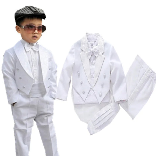 2023 Baby Boy Classic Tuxedo black/white suits Infant Baptism Wedding Suit Toddler Formal Party Christening Church Outfit  4PCS