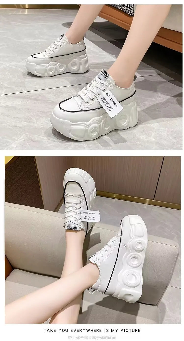 Internal Increase Chunky Shoes Women Comfortable Platform Shoes Female Casual Vulcanized Shoes Fashion High Heel Woman Sneakers