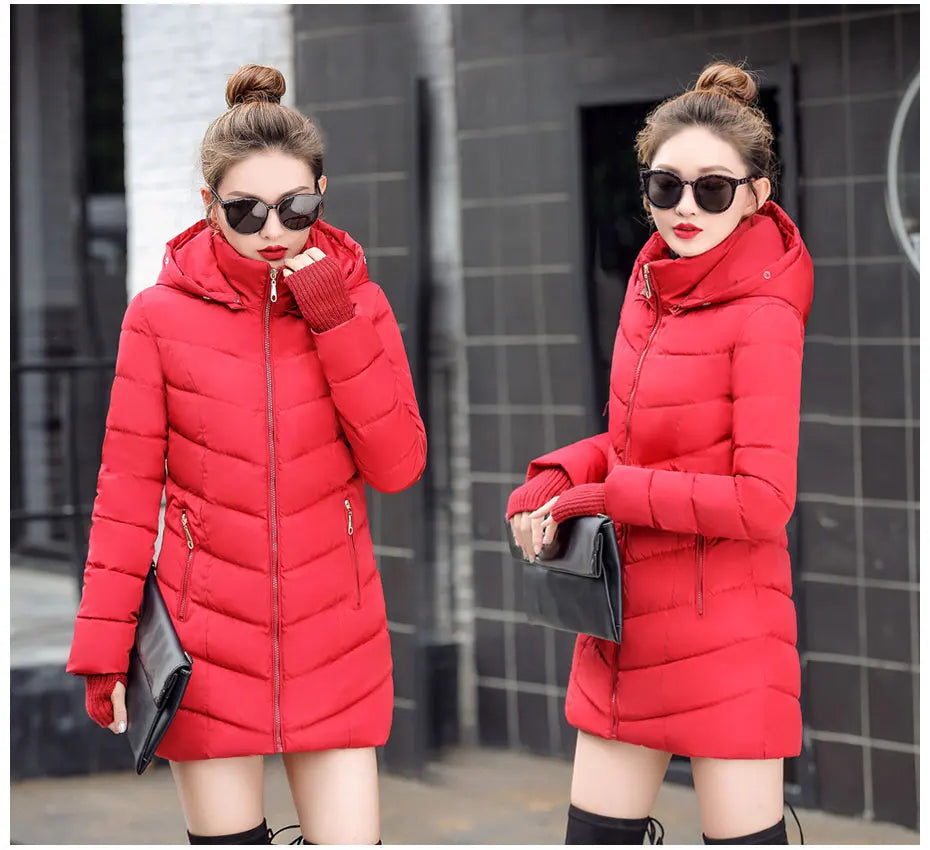 2023 New Wool Collar Hooded Winter Jacket Parkas Women's Jacket Thick Warm Cotton Cushion Down Coat Parka Coat Winter Long Fit D