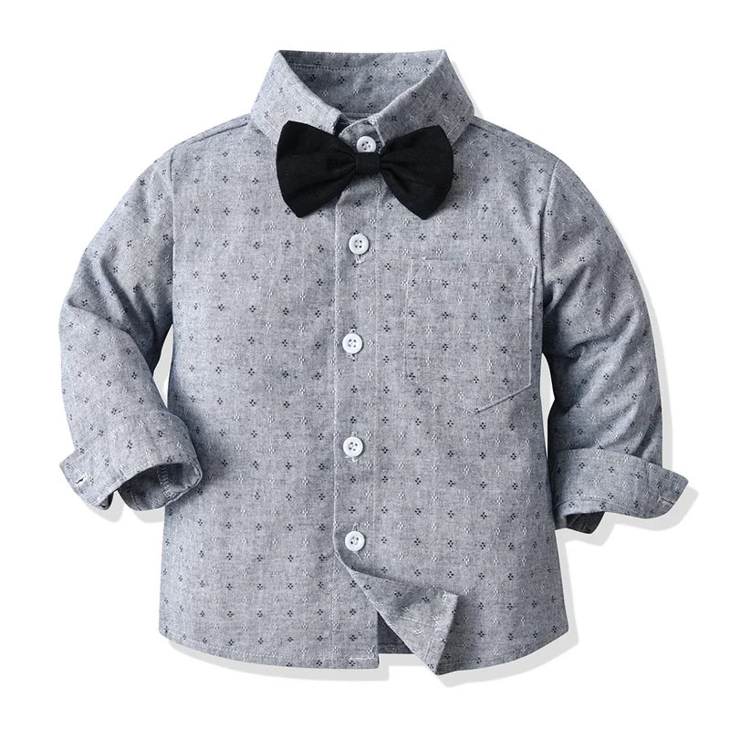 top and top Toddler Kids Boys Gentleman Clothing Set Infant Boy Long Sleeve Bowtie Shirt Tops+Suspenders Pants Casual Outfits