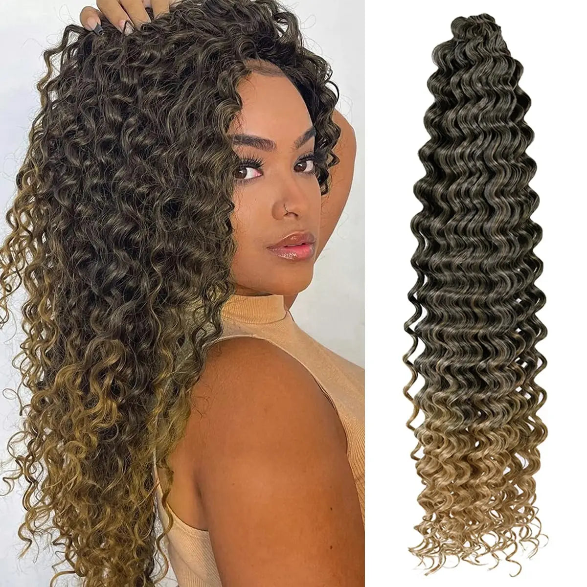 Synthetic Ocean Wave Free Tress Crochet Braiding Hair Soft Afro Curls Deep Wave Hair Extensions For Women Water Wave Hair