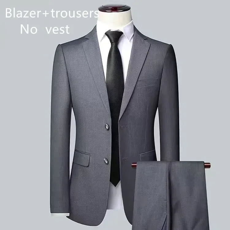 New Wedding Suit for Men (suit + Vest + Trousers) Solid Color Business Suit 3/2 Business Suit for The Bridegroom and Best Man