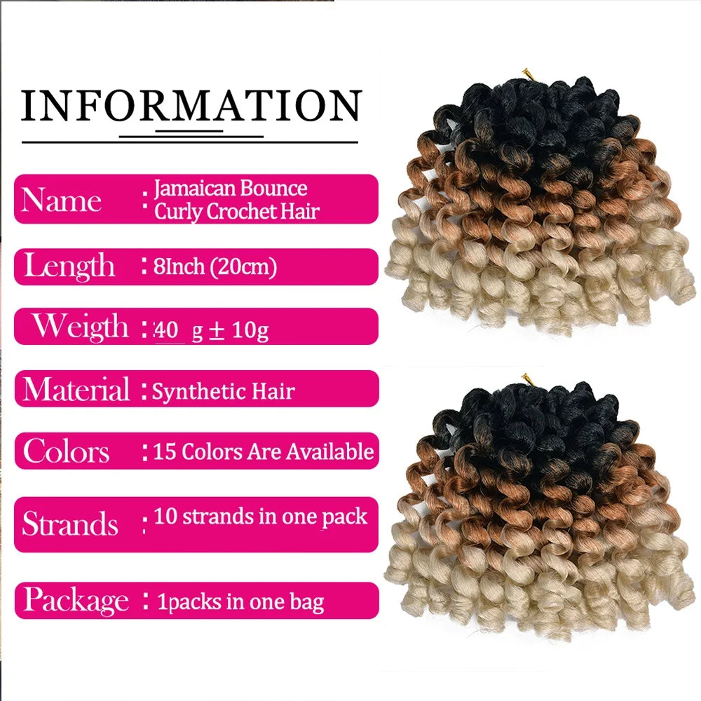 Synthetic Ombre Braiding Hair Jumpy Wand Curl Crochet Braids Hair Extension for Black Women Jamaican Bounce Curly Hair For Women