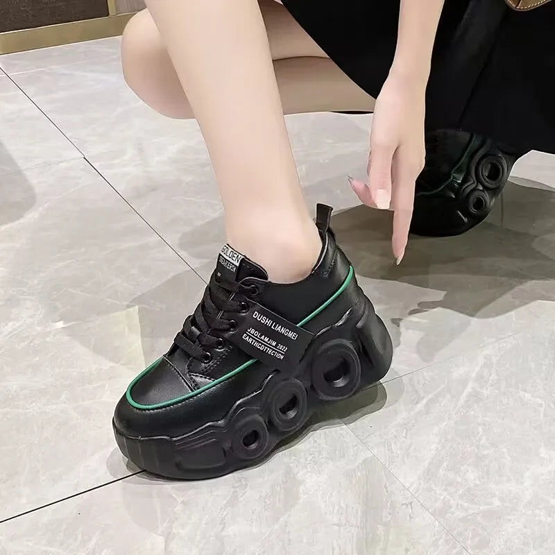 Internal Increase Chunky Shoes Women Comfortable Platform Shoes Female Casual Vulcanized Shoes Fashion High Heel Woman Sneakers