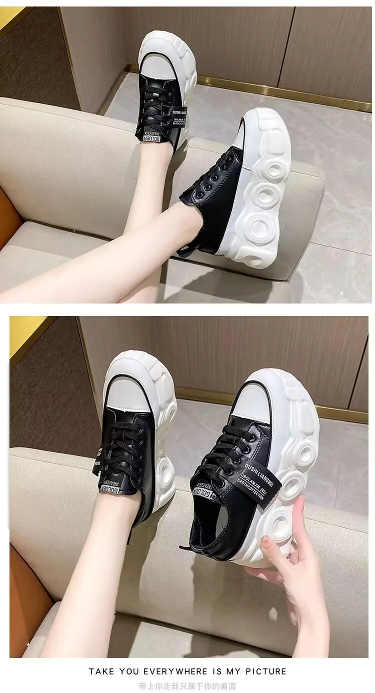 Internal Increase Chunky Shoes Women Comfortable Platform Shoes Female Casual Vulcanized Shoes Fashion High Heel Woman Sneakers