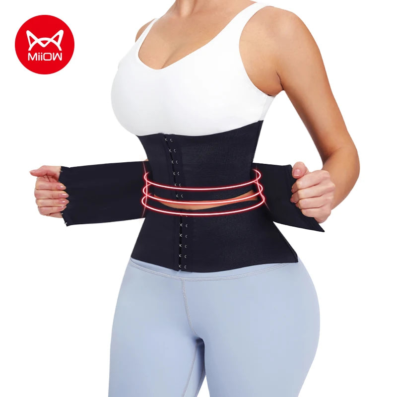 MiiOW Waist Trainer Corset Women Binders Shapers Tummy Wrap Body Shapewear Slimming Belt Flat Belly Workout Postpartum Girdle