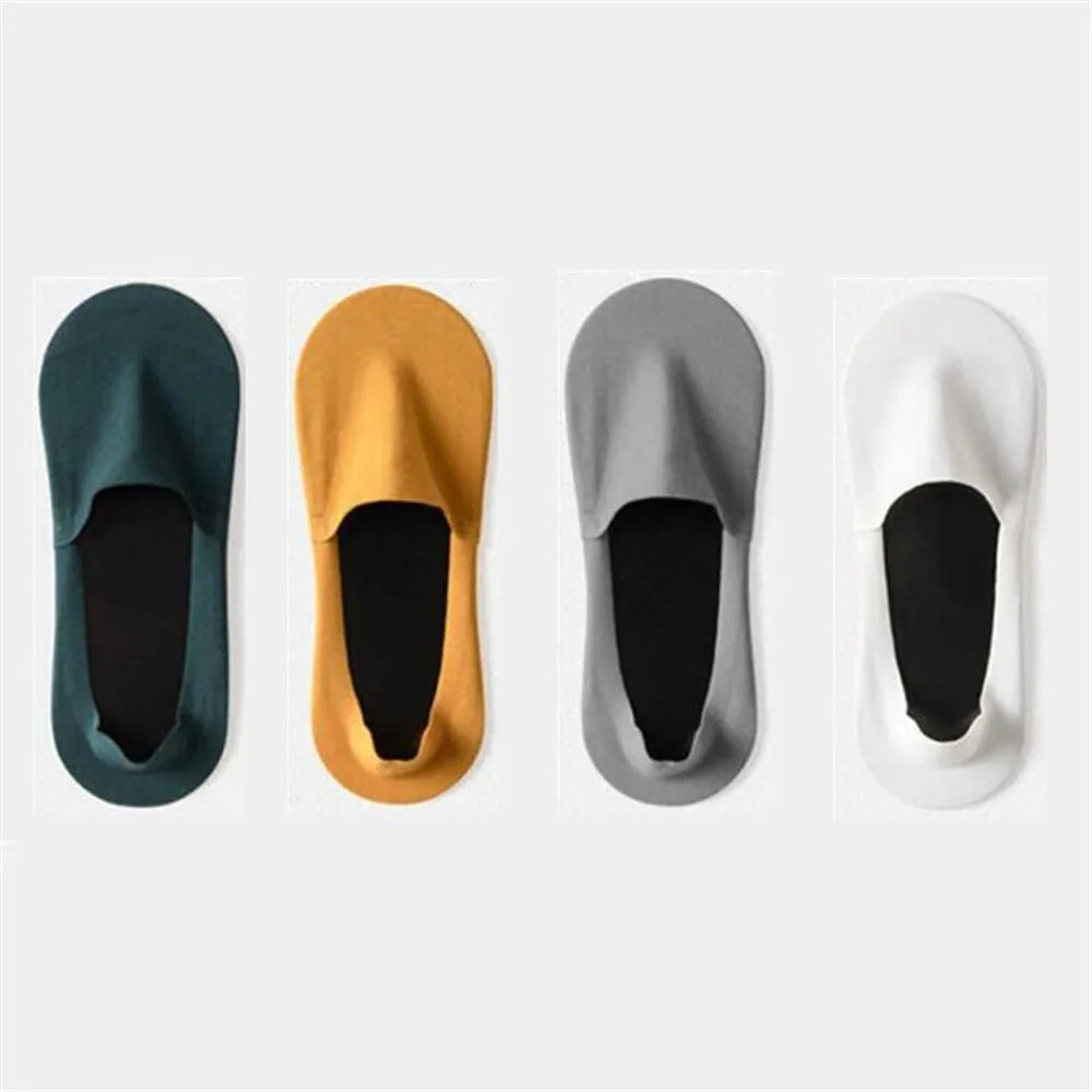 4 Pairs Ice Silk Men Invisible Socks Invisible Nylon Non-slip Socks No Trace Casual Breathable Solid Color Sokken