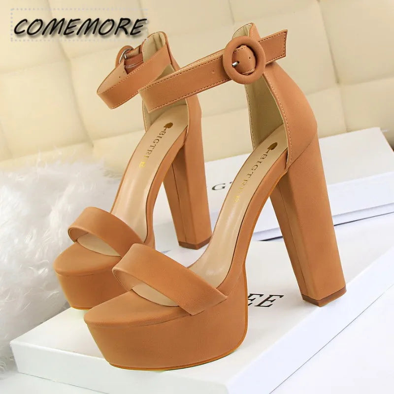 Ladies Shoes Pumps Platform High Heel Fashion Party Wedding Shoes Bridal Nightclub Sexy Summer Sandals Peep Toe Large Size 42 43