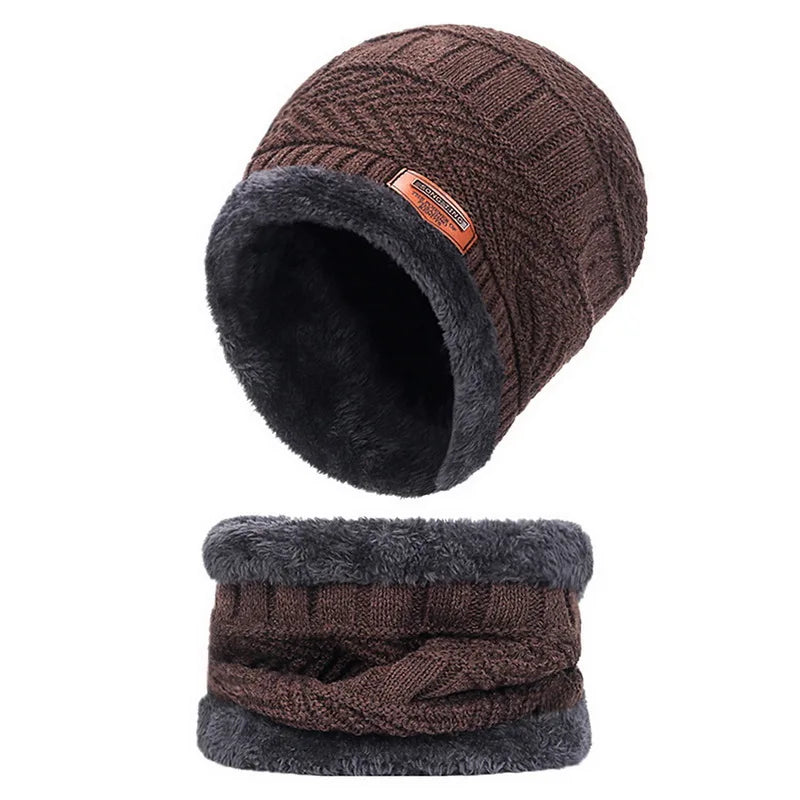 Winter Hats Knit Cap Men And Women Velvet Hat Coral Fleece Scarf Outdoor Riding Hat Warm Thickening Plus Velvet Neck Protect Cap