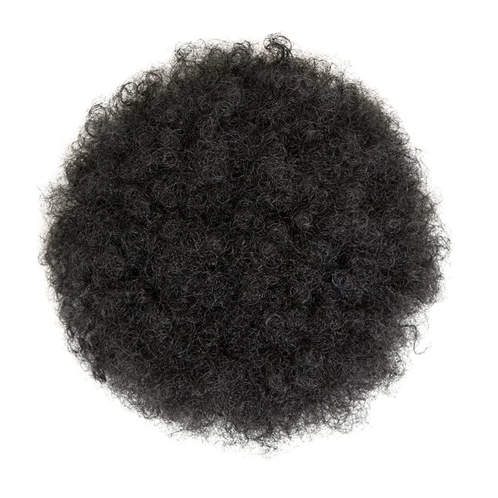 Afro Puffs Natural Black Afro Puff Hair Bun For Kids 100% Remy Human Hair Small Drawstring Ponytail For Little Girls Curly