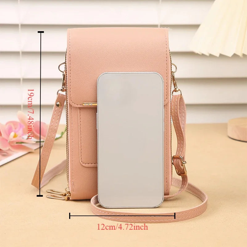 Women's Handbag Touch Screen Cell Phone Purse Shoulder Bag Female Cheap Small Wallet Soft Leather Crossbody сумка женская