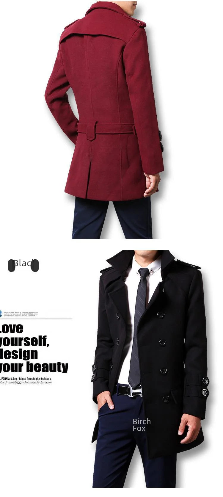 Winter Woolen Overcoat Men Medium-length Fleece-lined Thickened Trendy Wool Jacket For Autumn/winter Season