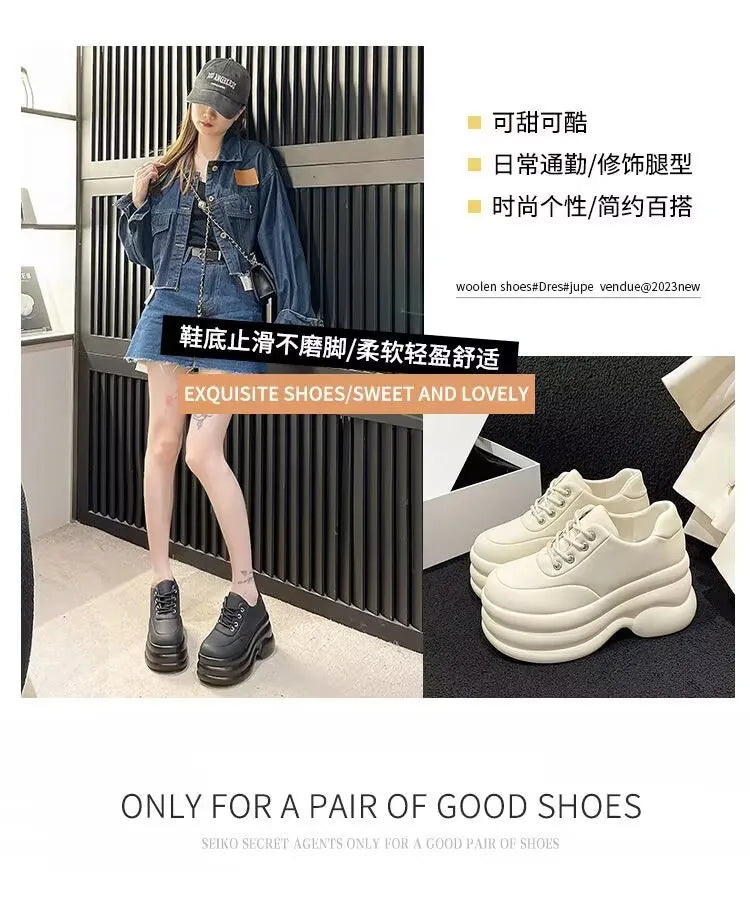 New White Hidden Wedge Heels Sneakers Casual Shoes Woman High Platform Shoes Women High Heels Wedges Shoes Zapatillas De Deporte