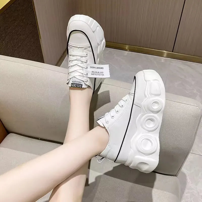 Internal Increase Chunky Shoes Women Comfortable Platform Shoes Female Casual Vulcanized Shoes Fashion High Heel Woman Sneakers