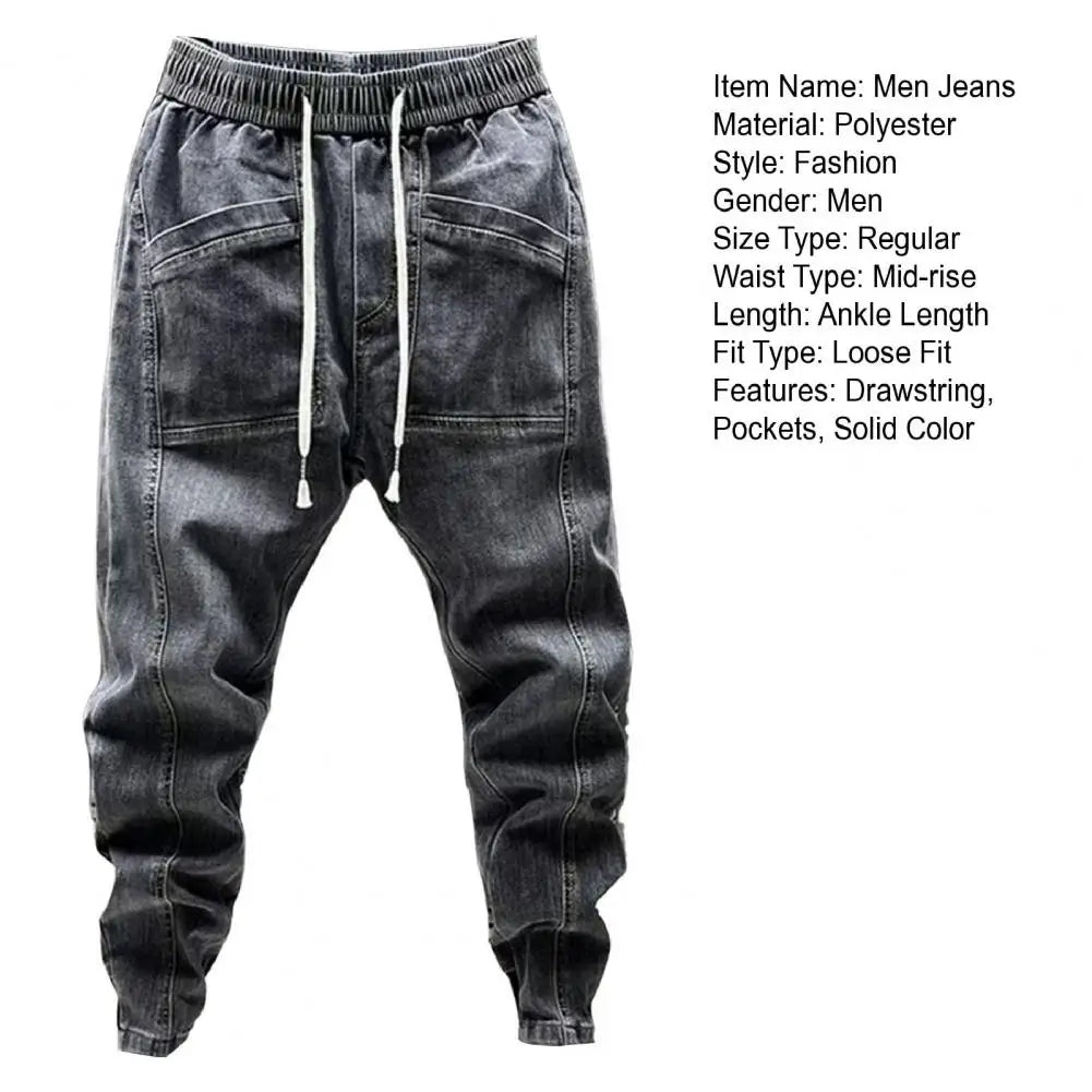 Men's Jeans Fashion Casual Jogger Harem Denim Pants Hip Hop elastic waist Letter printing jeans Male Trousers 2024 spring new