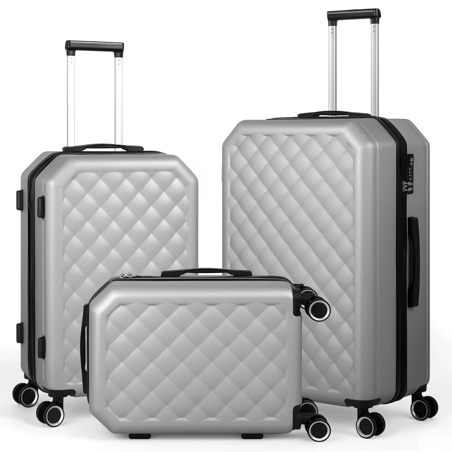 3 Pieces Luggage Set Softside Travel Suitcase with Spinner Wheels, 20+24+28in Lightweight Suitecase Set