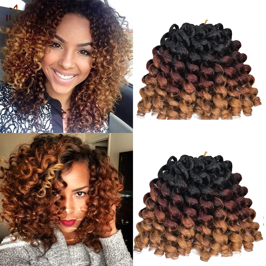 Synthetic Ombre Braiding Hair Jumpy Wand Curl Crochet Braids Hair Extension for Black Women Jamaican Bounce Curly Hair For Women