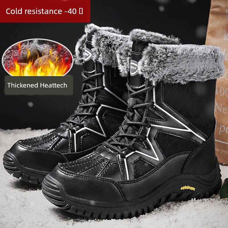 Winter Outdoors Northeast Travel Snow Boots for Women Thickened Waterproof Non-Slip Dr. Martens Boots Fleece Lined Leather Non-Slip Cotton-Padded Boots