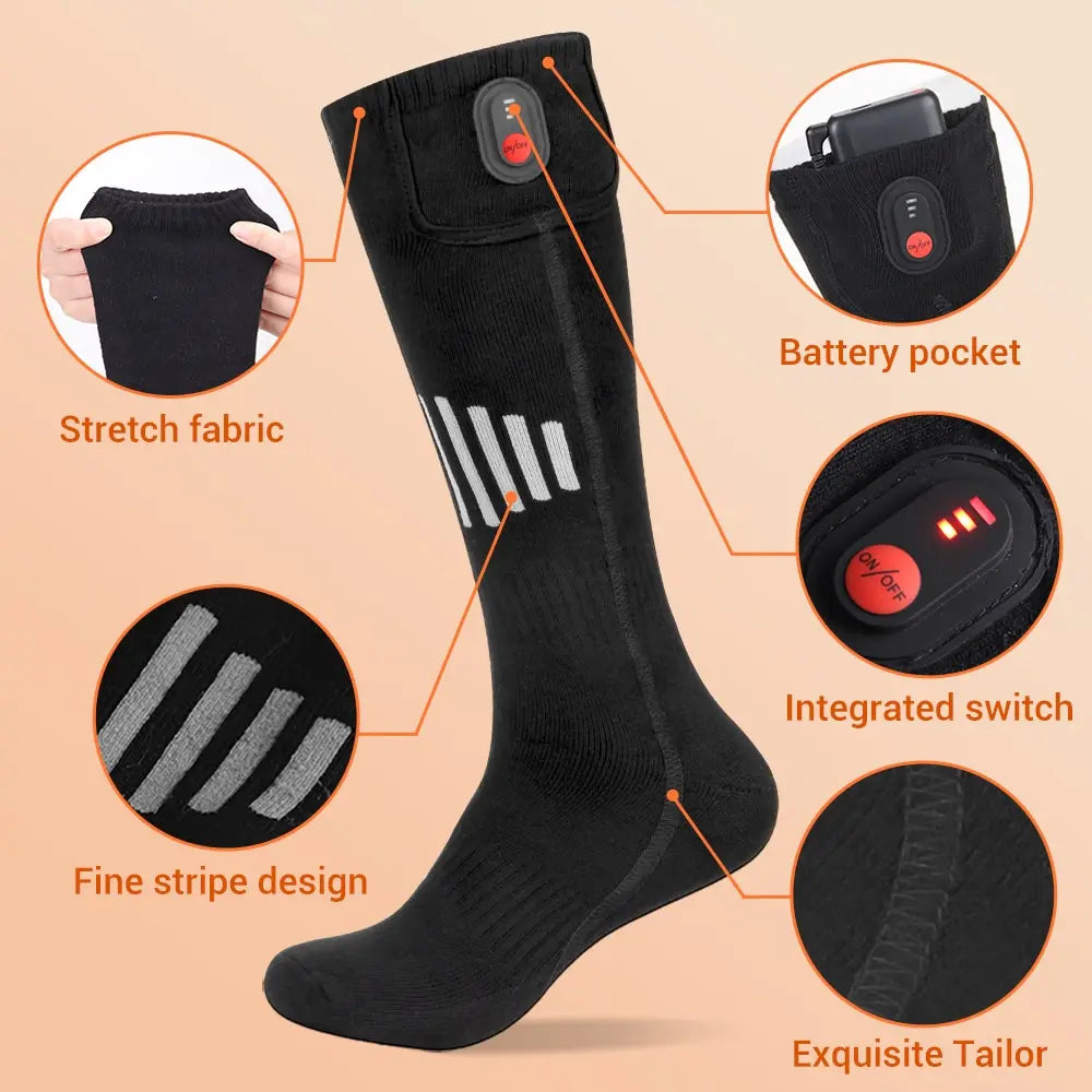 Heated Socks Man Winter Rechargeable Outdoor Sport Thermal Heated Foot Warmer Ski Sports Heated Socks Warm Snowmobile Skiing