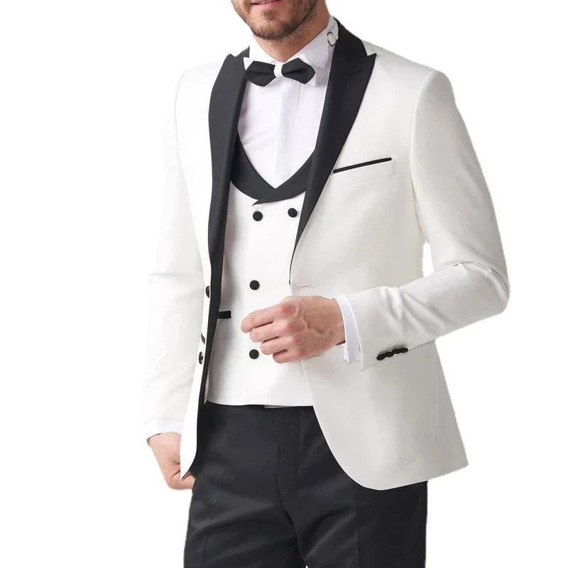 Custom White Wedding Men Suit Slim Fit High Quality Luxury Groom Best Man Tuxedo Jacket Pants Vest Costumes Hommes Pour Mariage